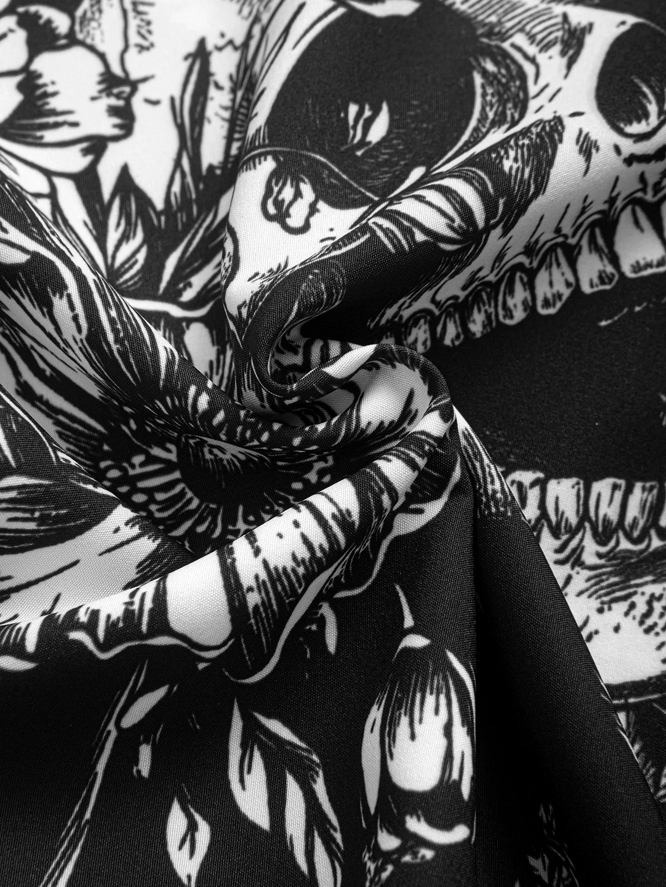 Assuan® | Skull Floral Print Button Up Shirt - Image 5