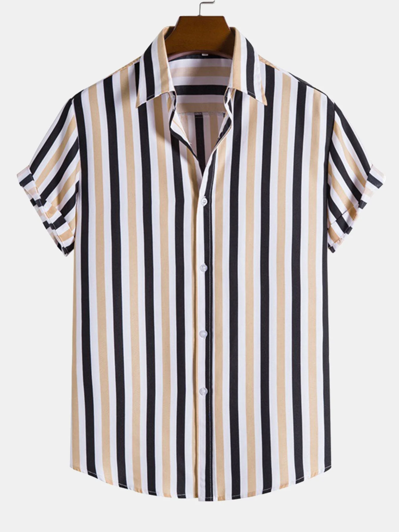 Astrophel® | Man Striped Print Button Up Shirt