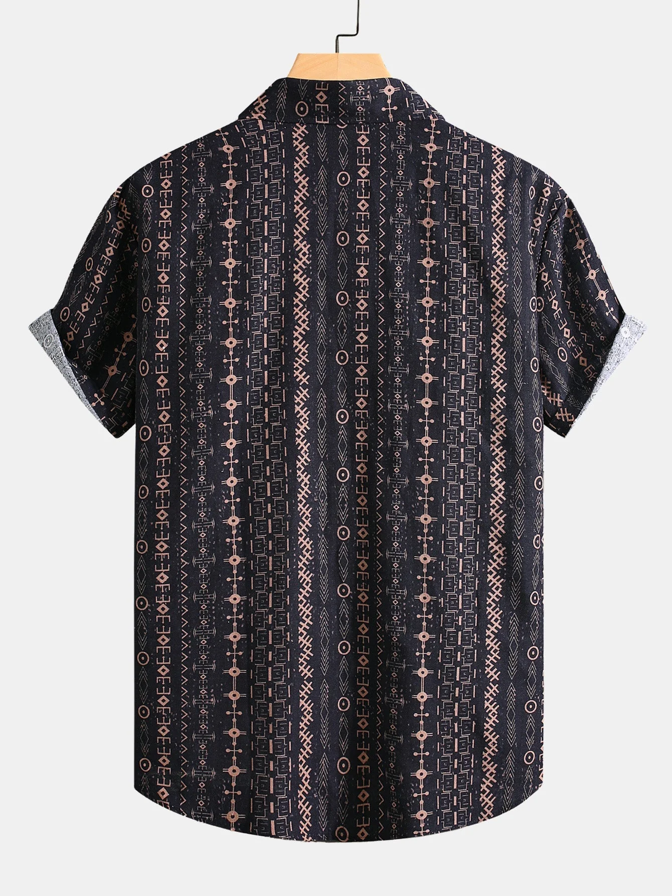 Atahualpa® | Linen Look Ethnic Geometric Print Button Up Shirt - Image 2