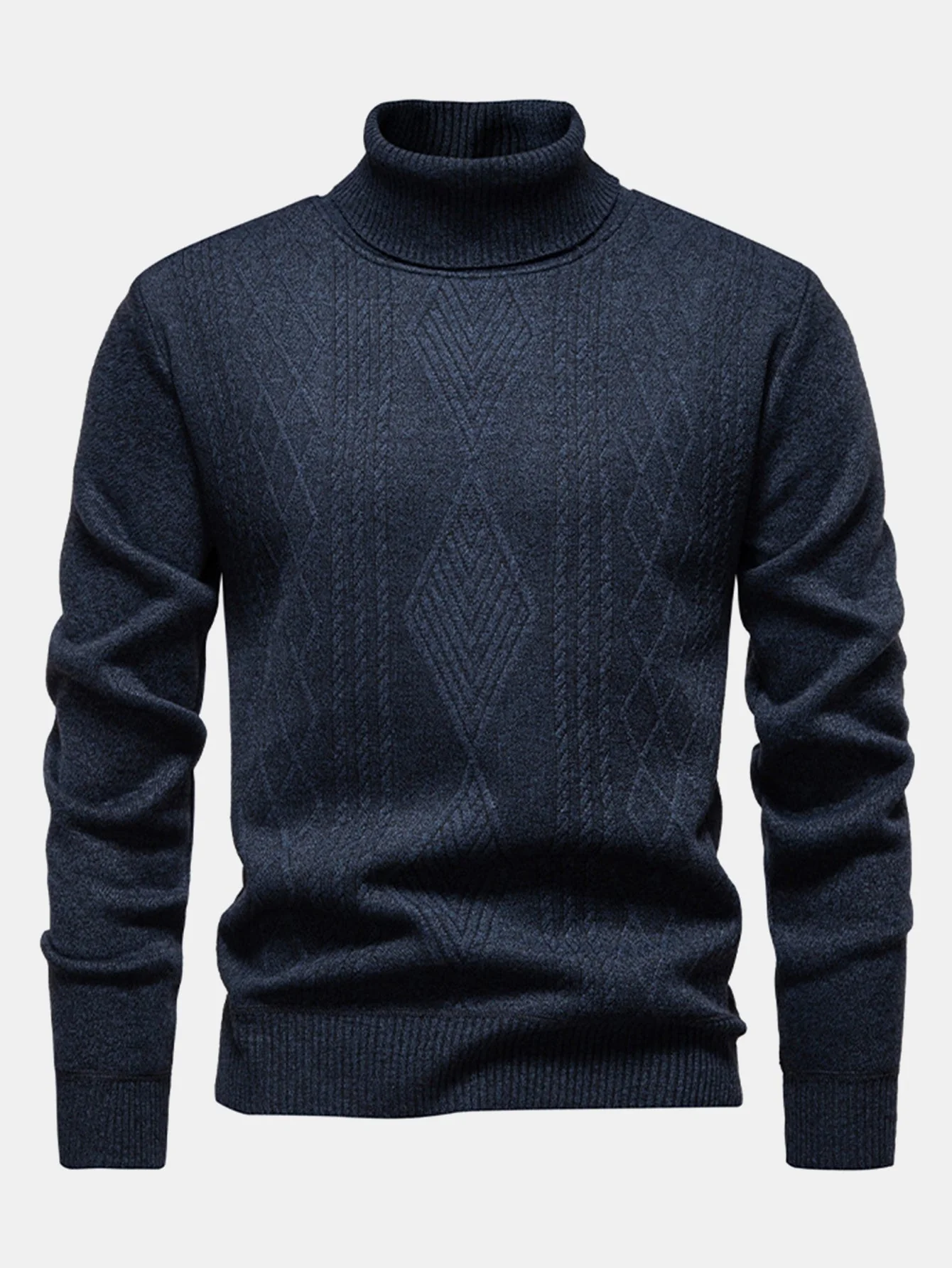 Atilio® | Geometric Jacquard Turtle Neck Sweater - Image 12
