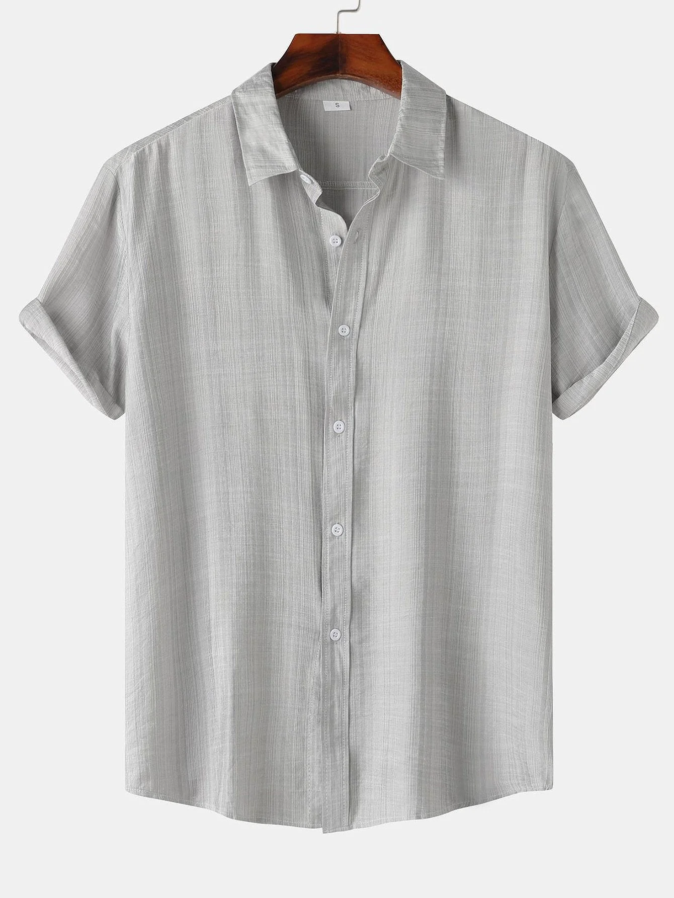 Auber® | Short Sleeve Textured Button Up Shirt - Image 7