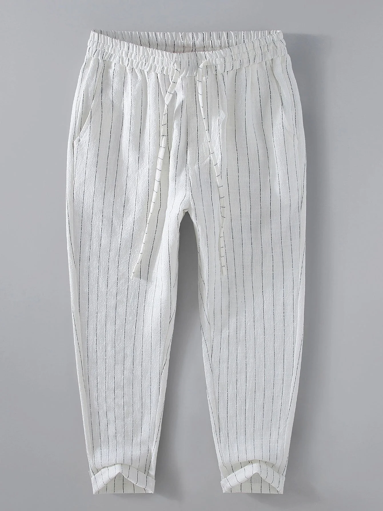 Audy® | Striped Linen Cotton Blend Cropped Pants - Image 3