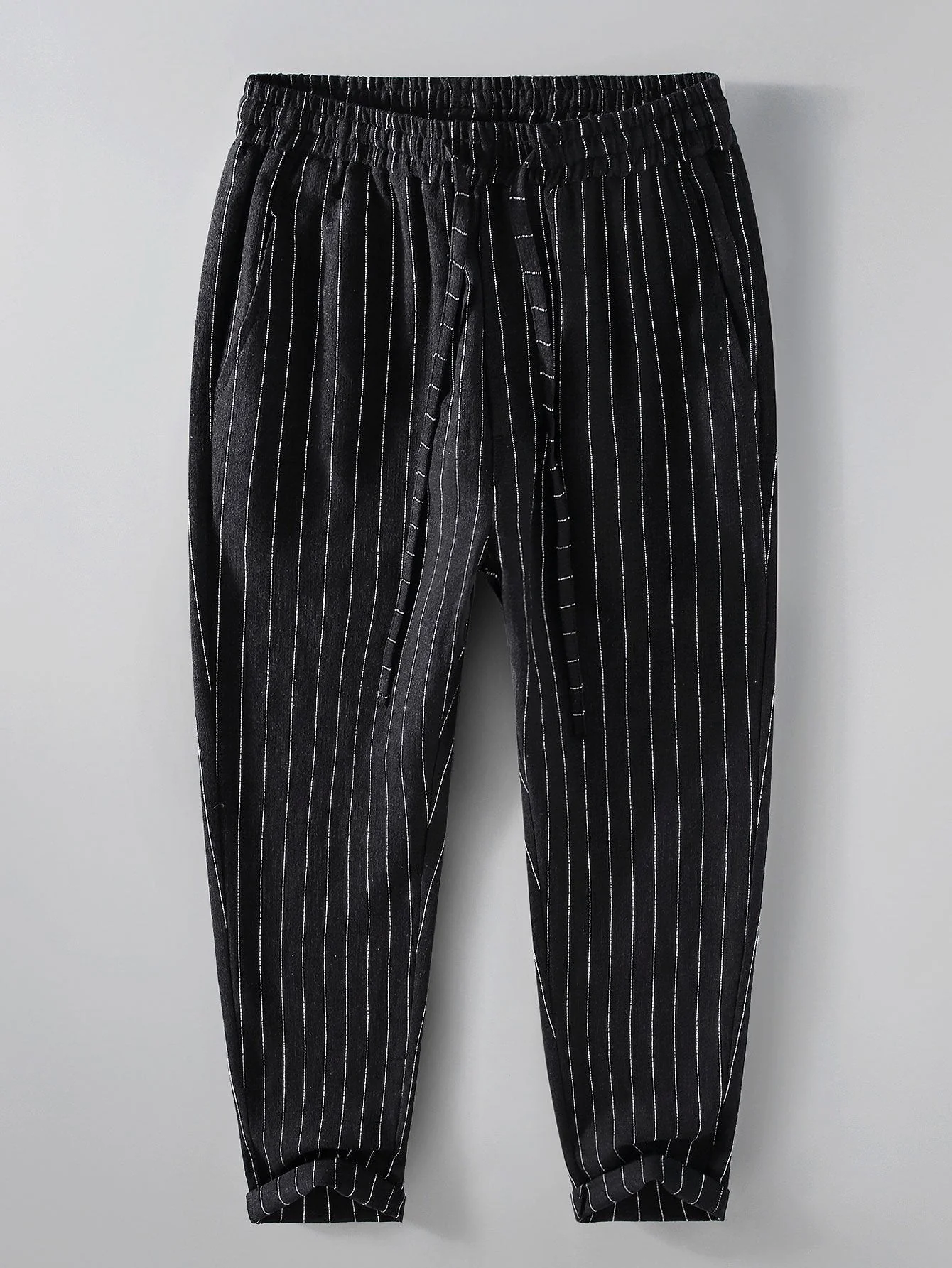 Audy® | Striped Linen Cotton Blend Cropped Pants - Image 4