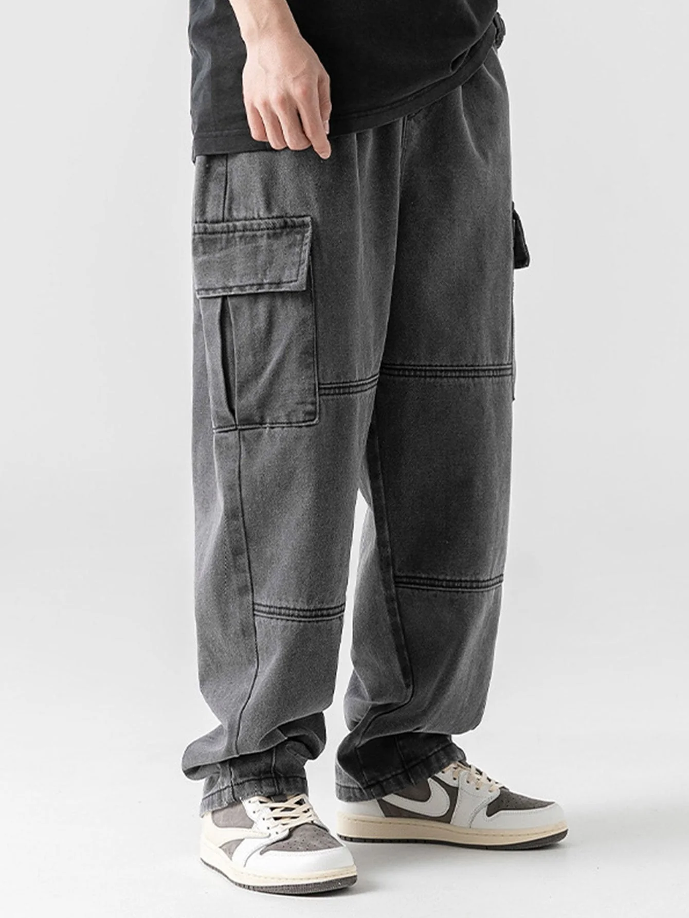 Augustin® | Elastic Waist Relax Fit Straight Leg Cargo Jeans - Image 8