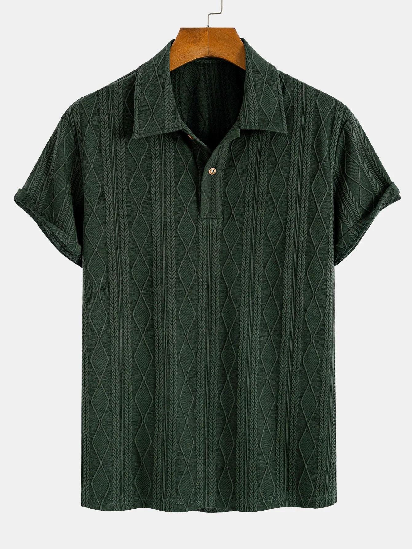 Augusto® | Knitted Geometric Rhombus Jacquard Polo