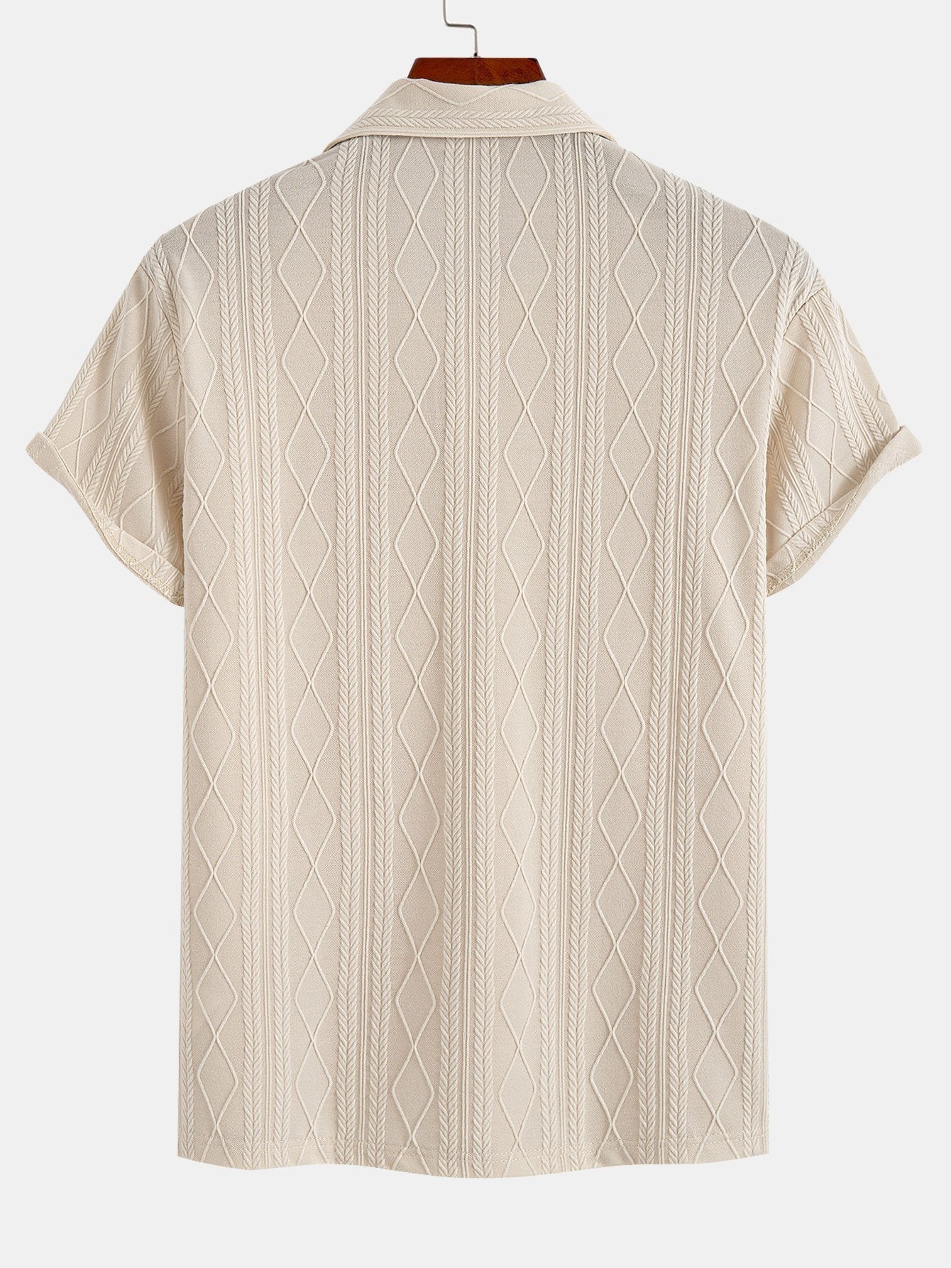 Augusto® | Knitted Geometric Rhombus Jacquard Polo - Image 7