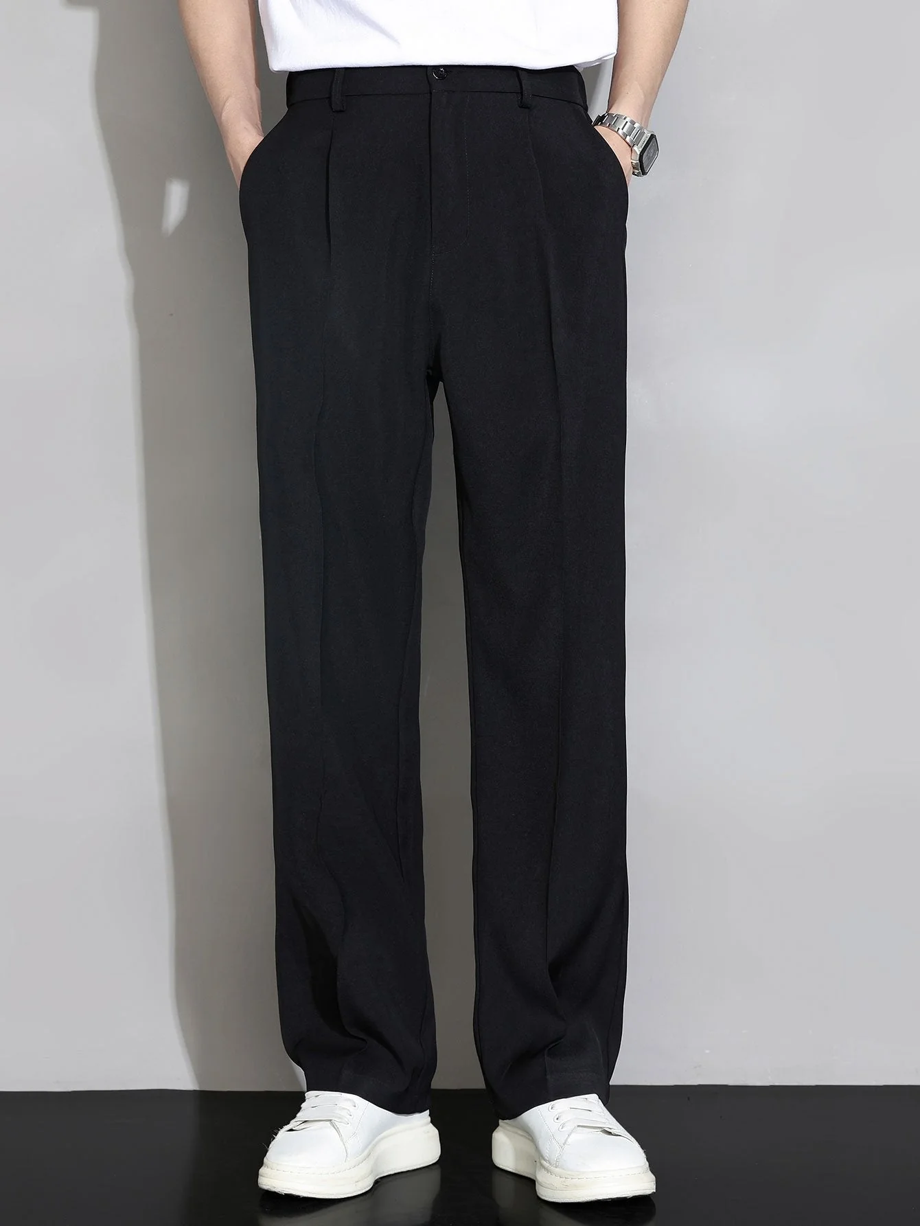 Auvray® | Relax Fit Elastic Waist Straight Leg Trousers