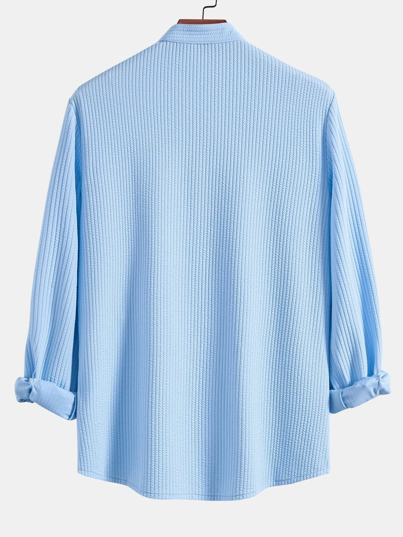 Baldomero® | Long Sleeve Muscle Fit Ribbed Stand Collar Shirt - Image 2