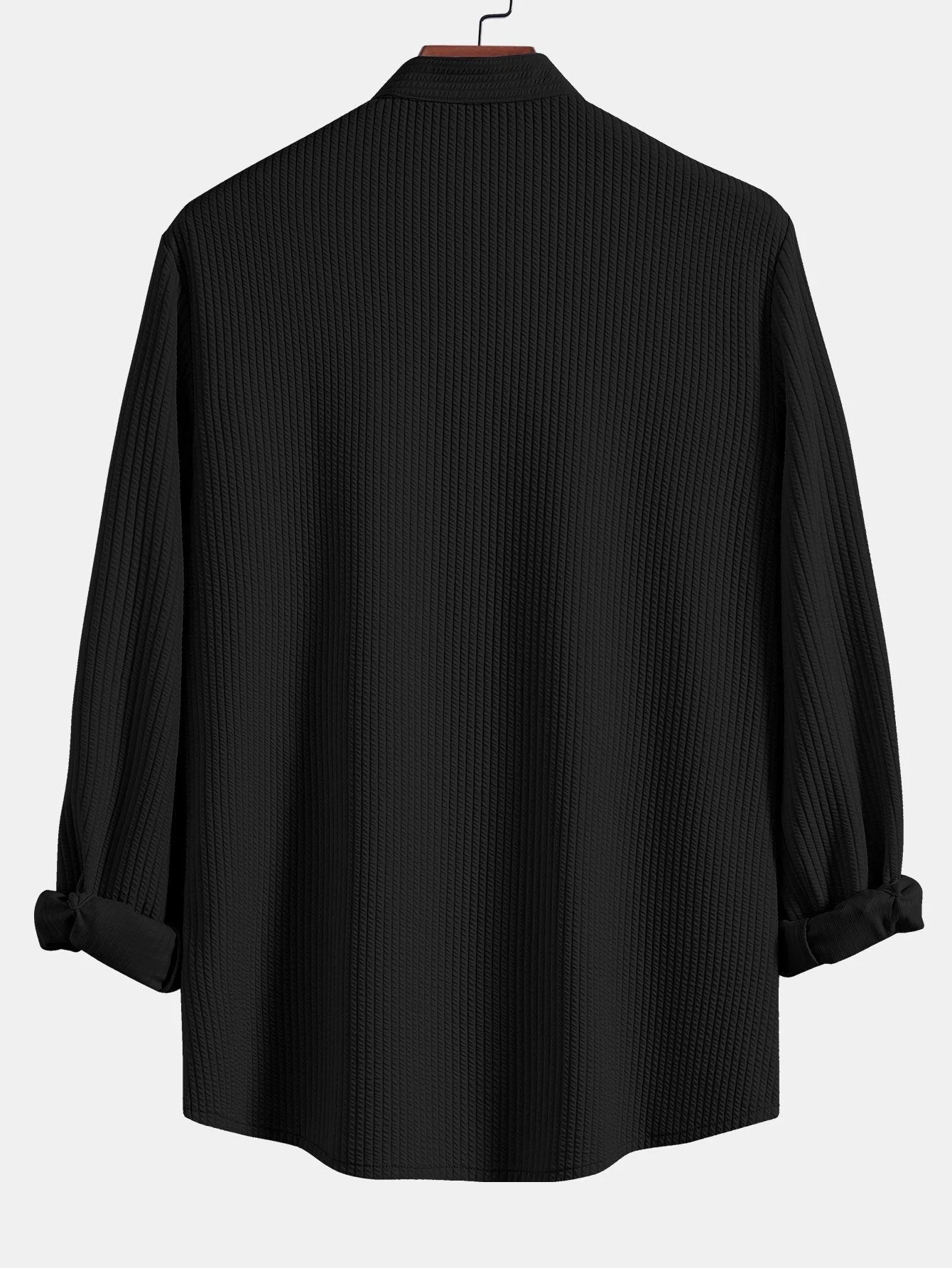 Baldomero® | Long Sleeve Muscle Fit Ribbed Stand Collar Shirt - Image 6