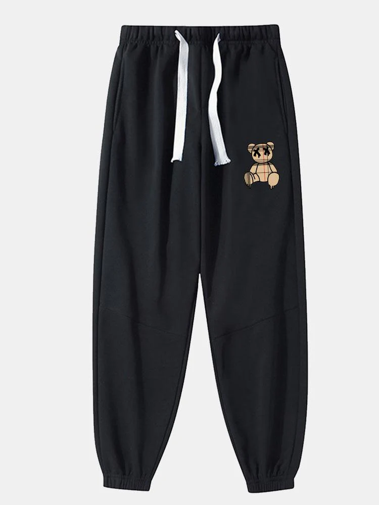 Baldovino® | Plaid Pattern Dissolving Bear Print Cotton Blend Jogger Pants - Image 2
