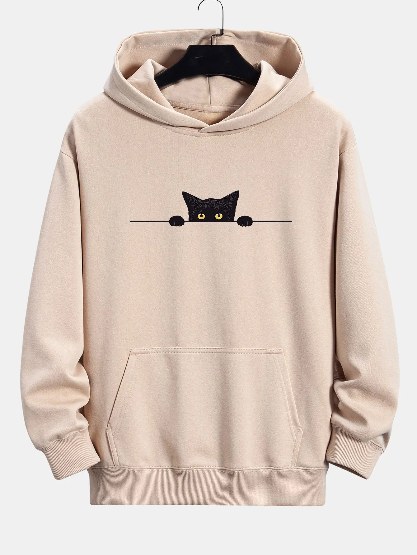 Balthazar | Black Cat Print Relax Fit Hoodie