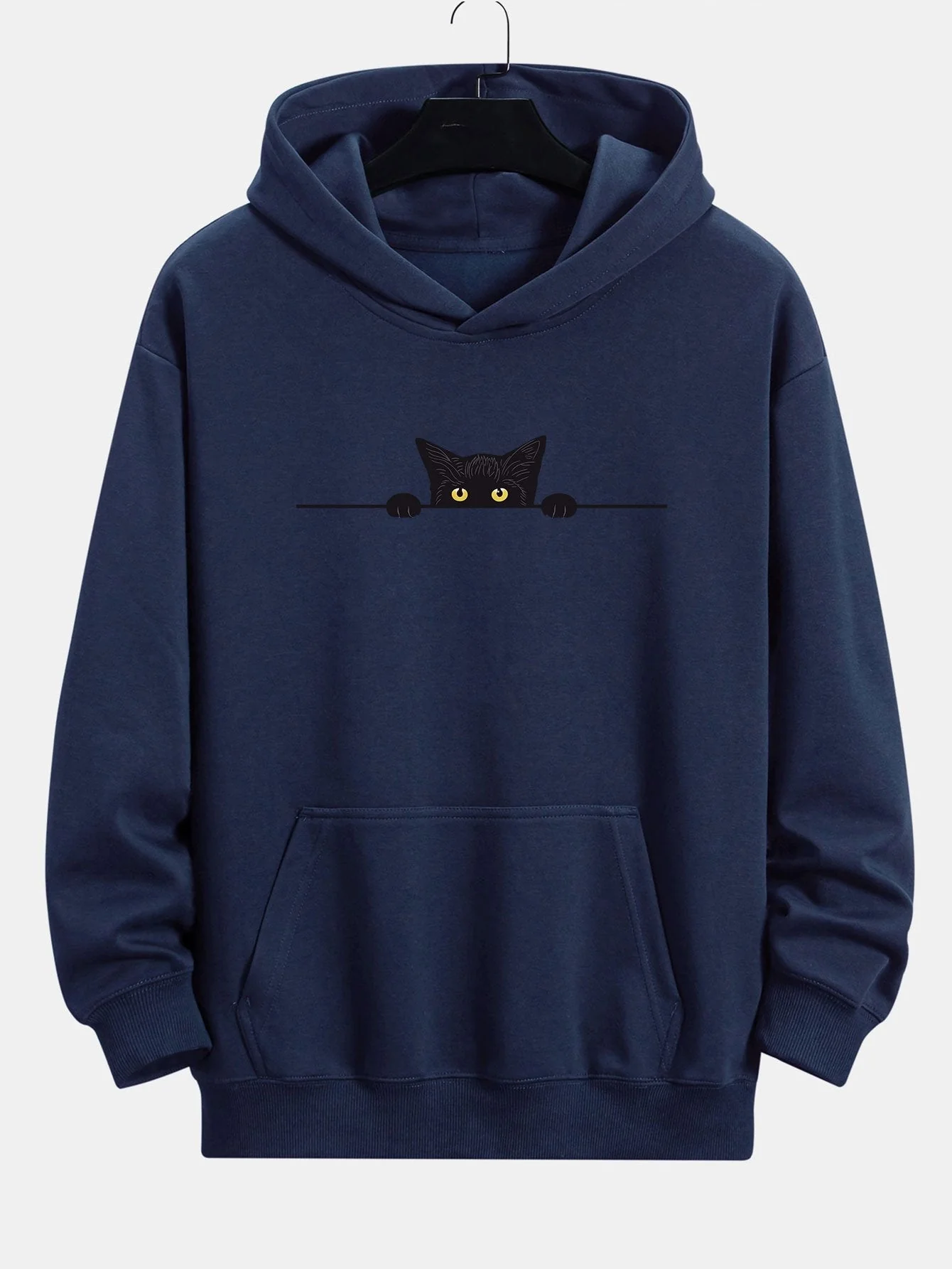 Balthazar | Black Cat Print Relax Fit Hoodie - Image 3