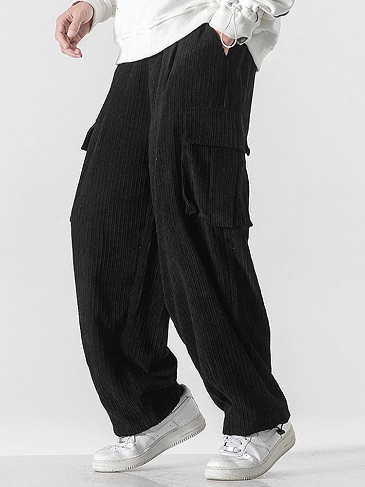 Bareed® | Relaxed Fit Drawcord Hem Corduroy Cargo Pants - Image 6