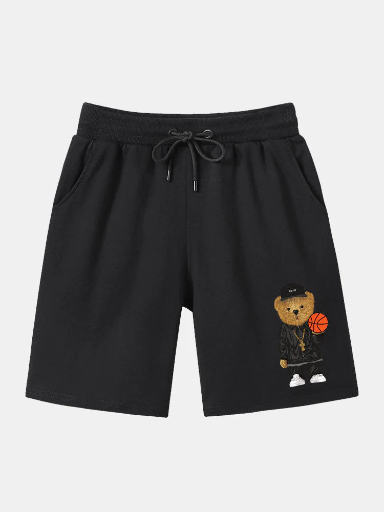 Bark® | Basketball Bear Print Mid Length Shorts