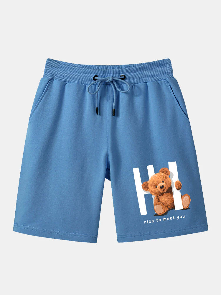 Barker® | Slogan Bear Print Mid Length Shorts - Image 2