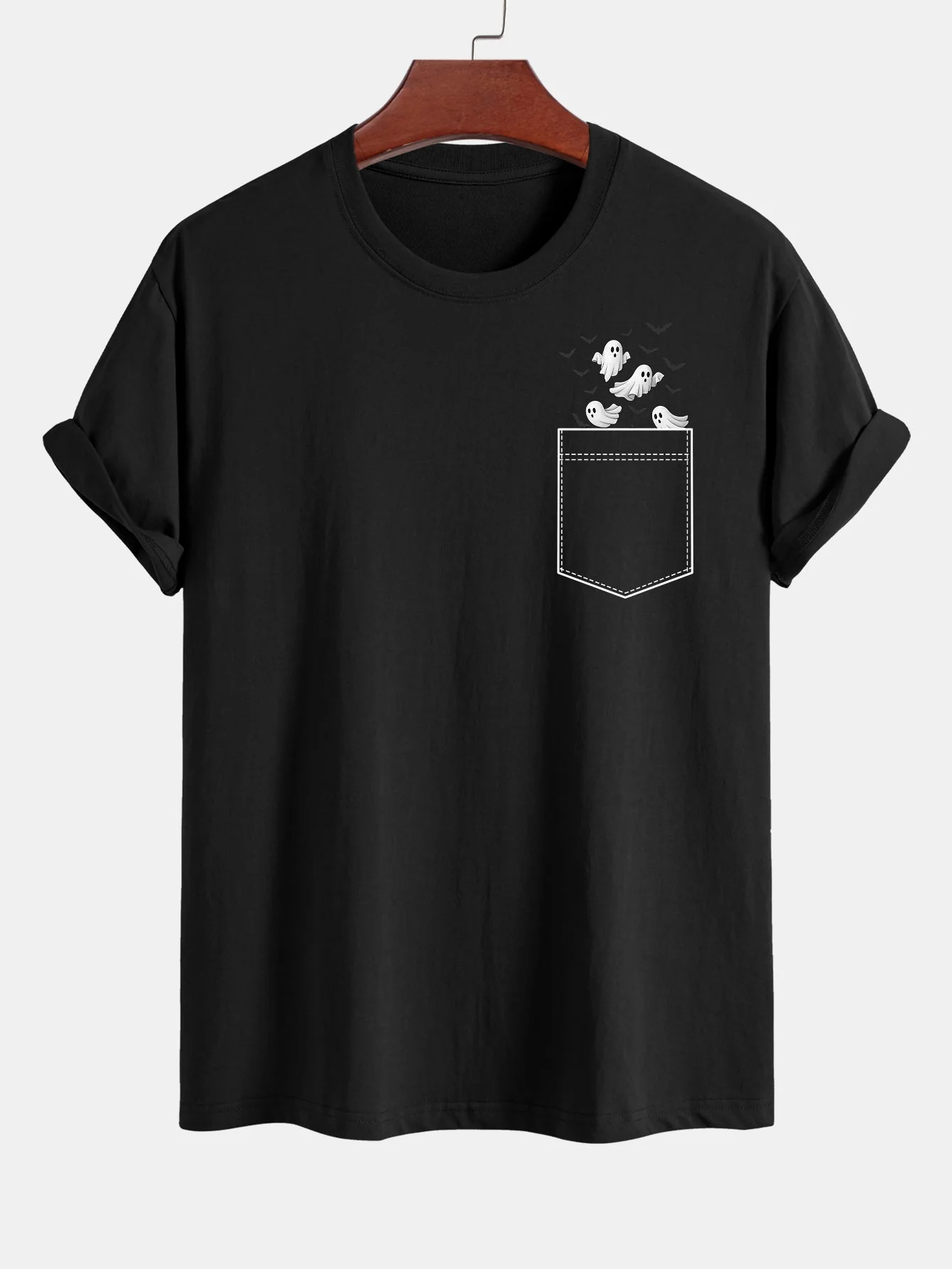 Barnaby® | Regular Fit Pocket Bat Ghost Print Cotton T-Shirt - Image 10