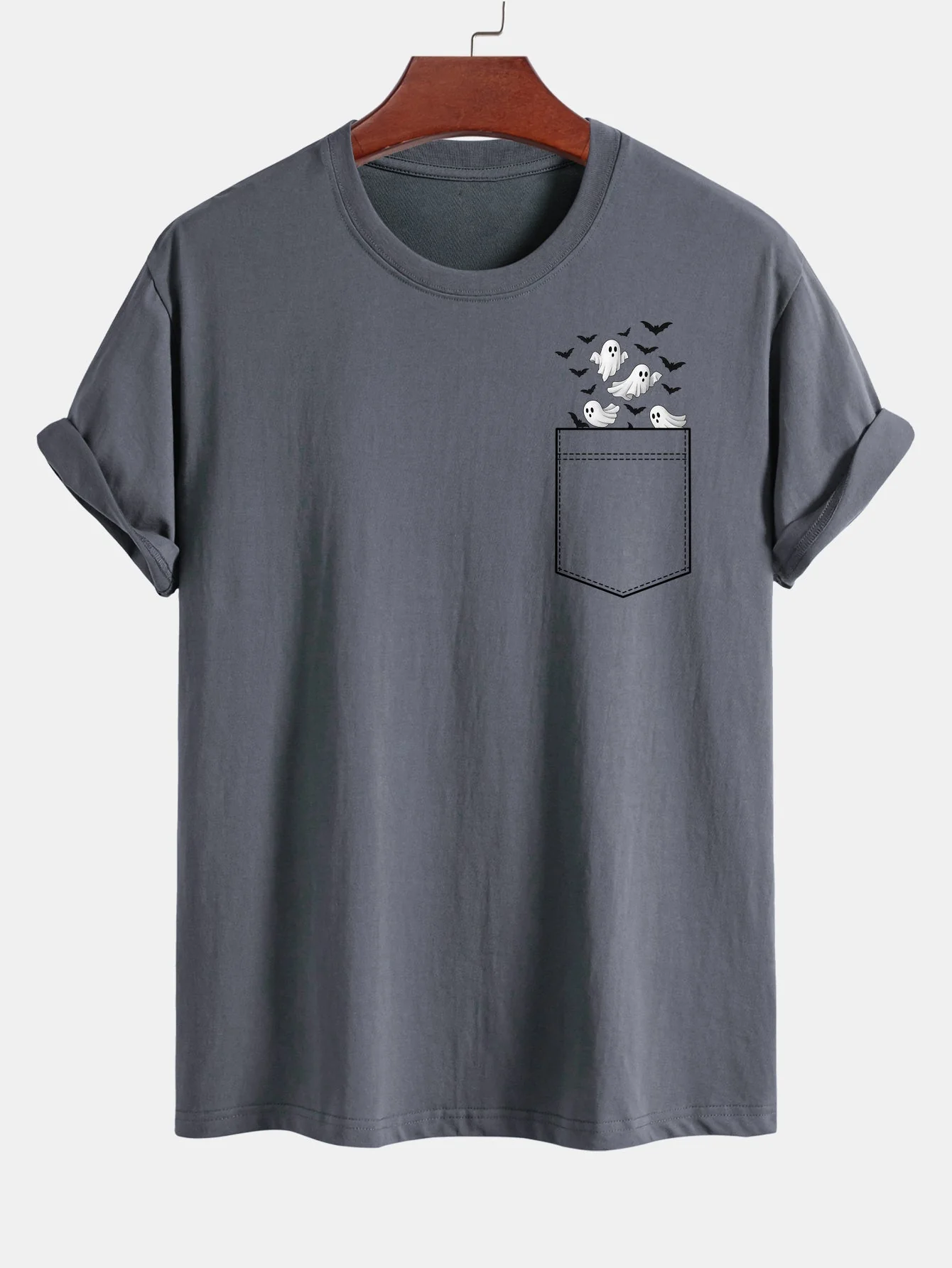 Barnaby® | Regular Fit Pocket Bat Ghost Print Cotton T-Shirt - Image 13