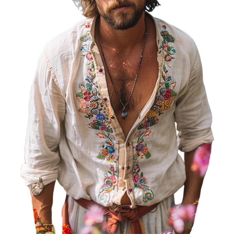Bartlet® | Men's Casual Vintage Embroidered Long Sleeve Shirt 42024025TO