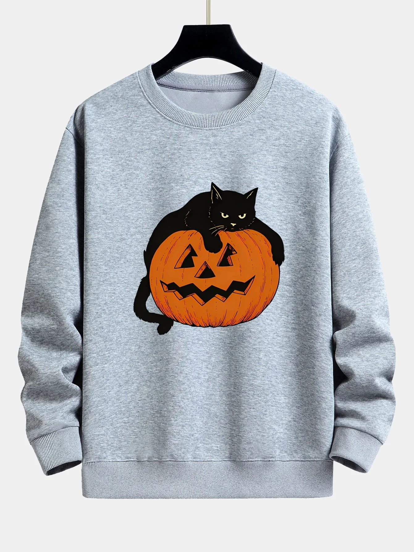 Belisario® | Pumpkin Black Cat Print Relax Fit Sweatshirt - Image 5