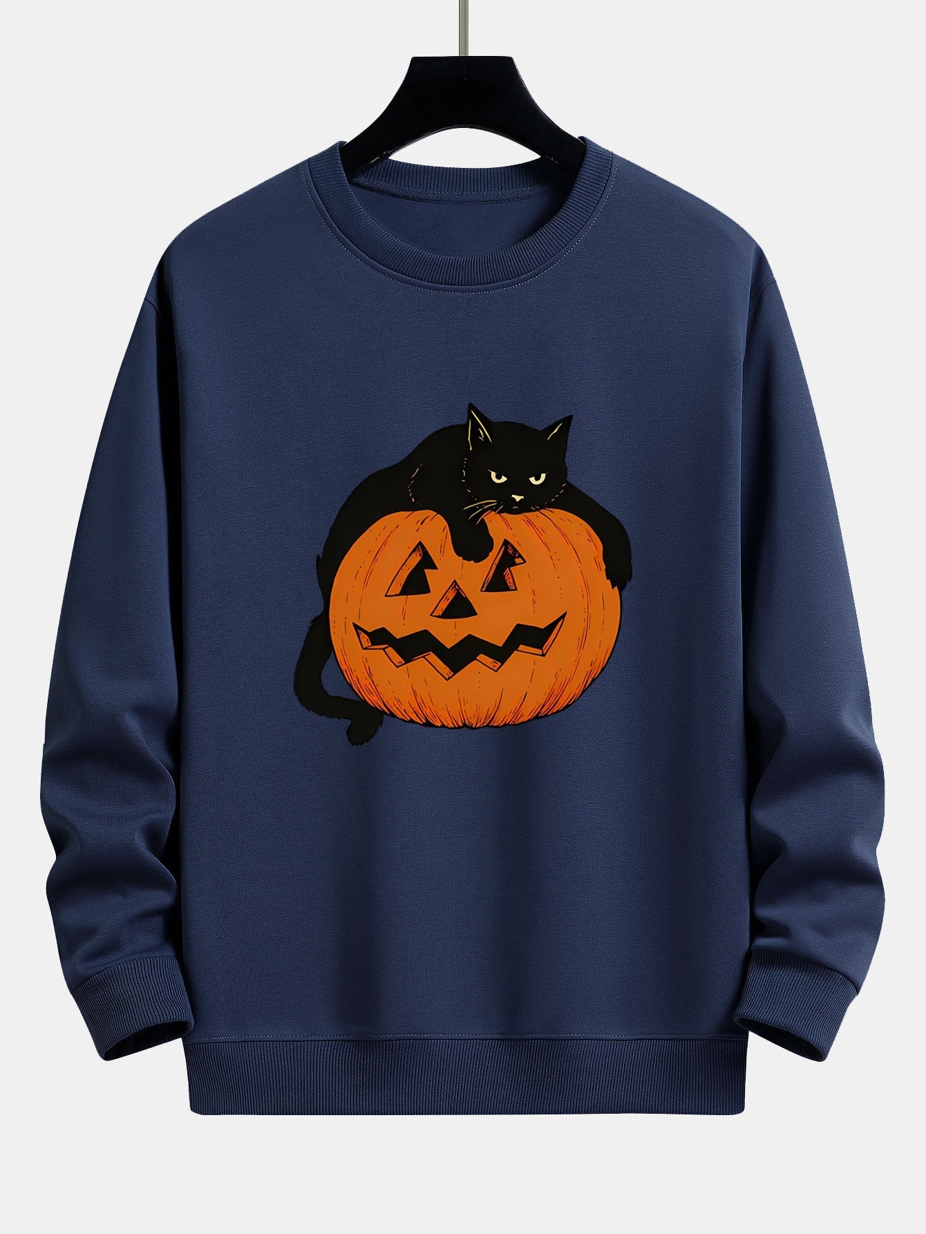 Belisario® | Pumpkin Black Cat Print Relax Fit Sweatshirt - Image 7