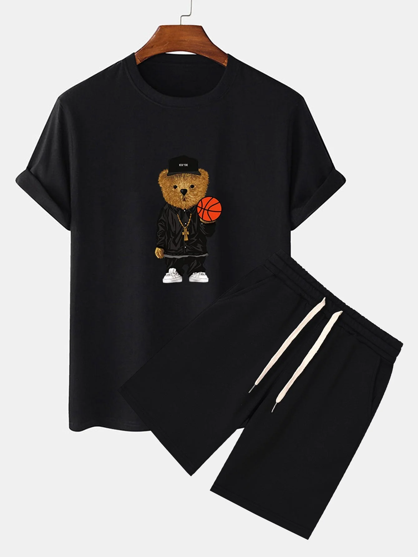 Beltrán® | Basketball Bear Print T-Shirt & Sweat Shorts - Image 3