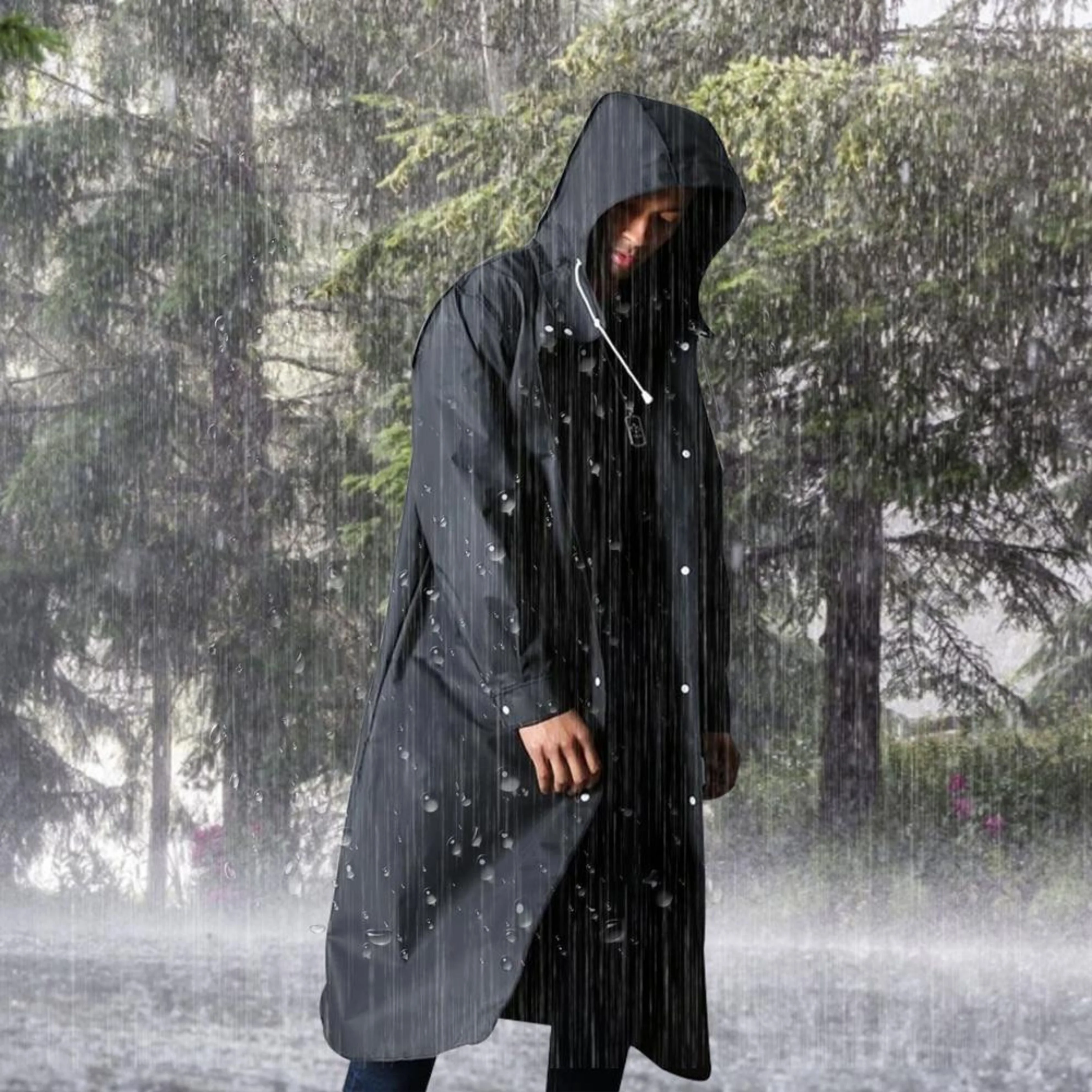 Benedict® | Men's Long Waterproof Hooded Raincoat - Image 8