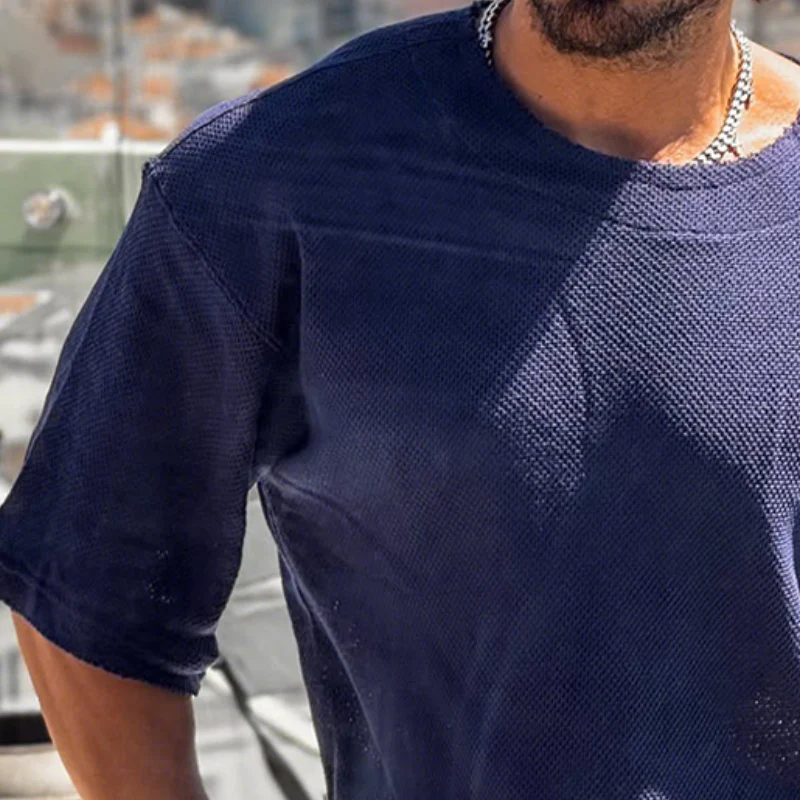 Bernard | Men'S Retro Casual Street Solid Color Loose Round Neck Short Sleeve T-Shirt - Image 3
