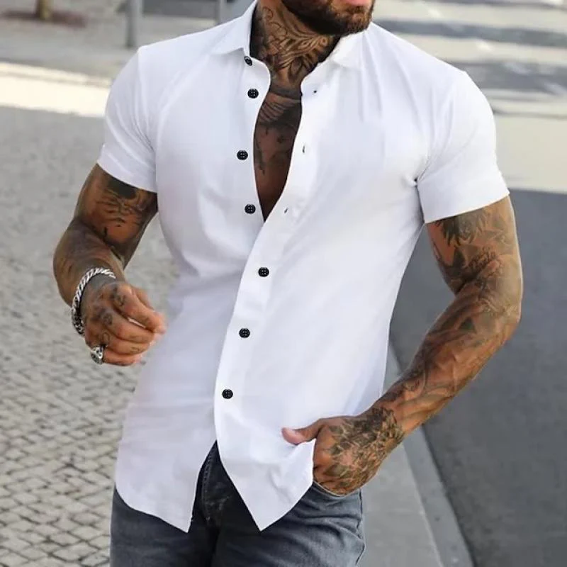 Bestla® | Men's Solid Lapel Short Sleeve Sports Fitness Shirt 23811118Z - Image 2