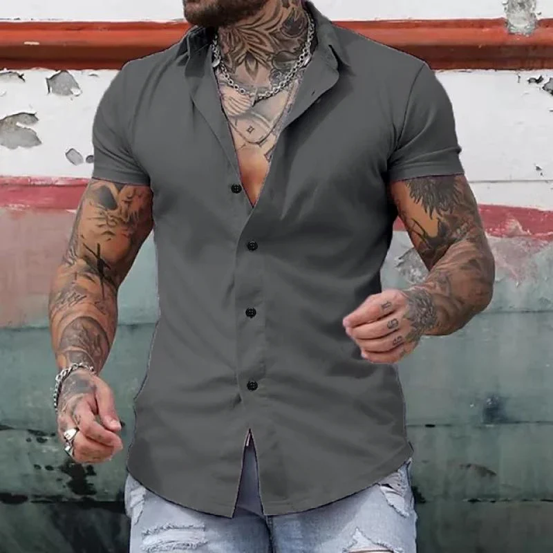 Bestla® | Men's Solid Lapel Short Sleeve Sports Fitness Shirt 23811118Z - Image 6