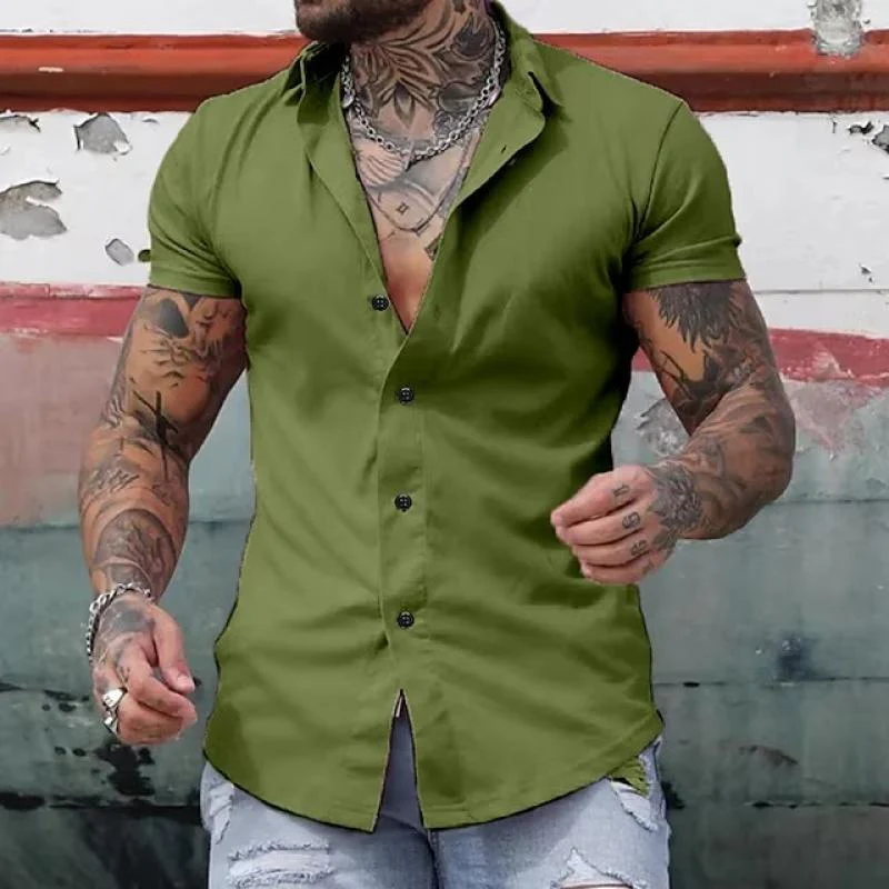 Bestla® | Men's Solid Lapel Short Sleeve Sports Fitness Shirt 23811118Z - Image 8