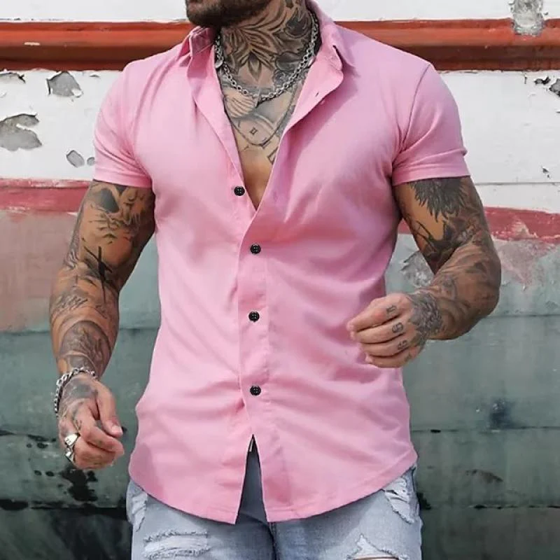 Bestla® | Men's Solid Lapel Short Sleeve Sports Fitness Shirt 23811118Z - Image 9