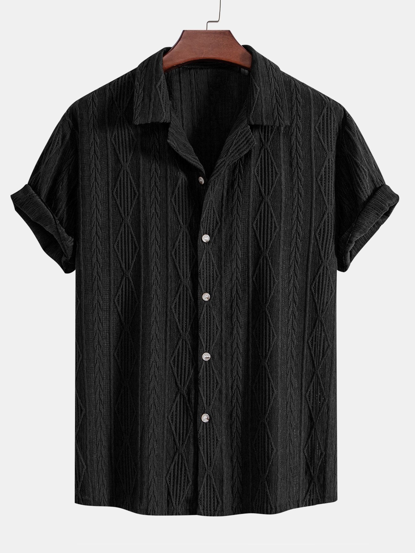 Bobby® | Geometric Jacquard Eyelet Cuban Shirt & Straight Leg Linen Pants - Image 8