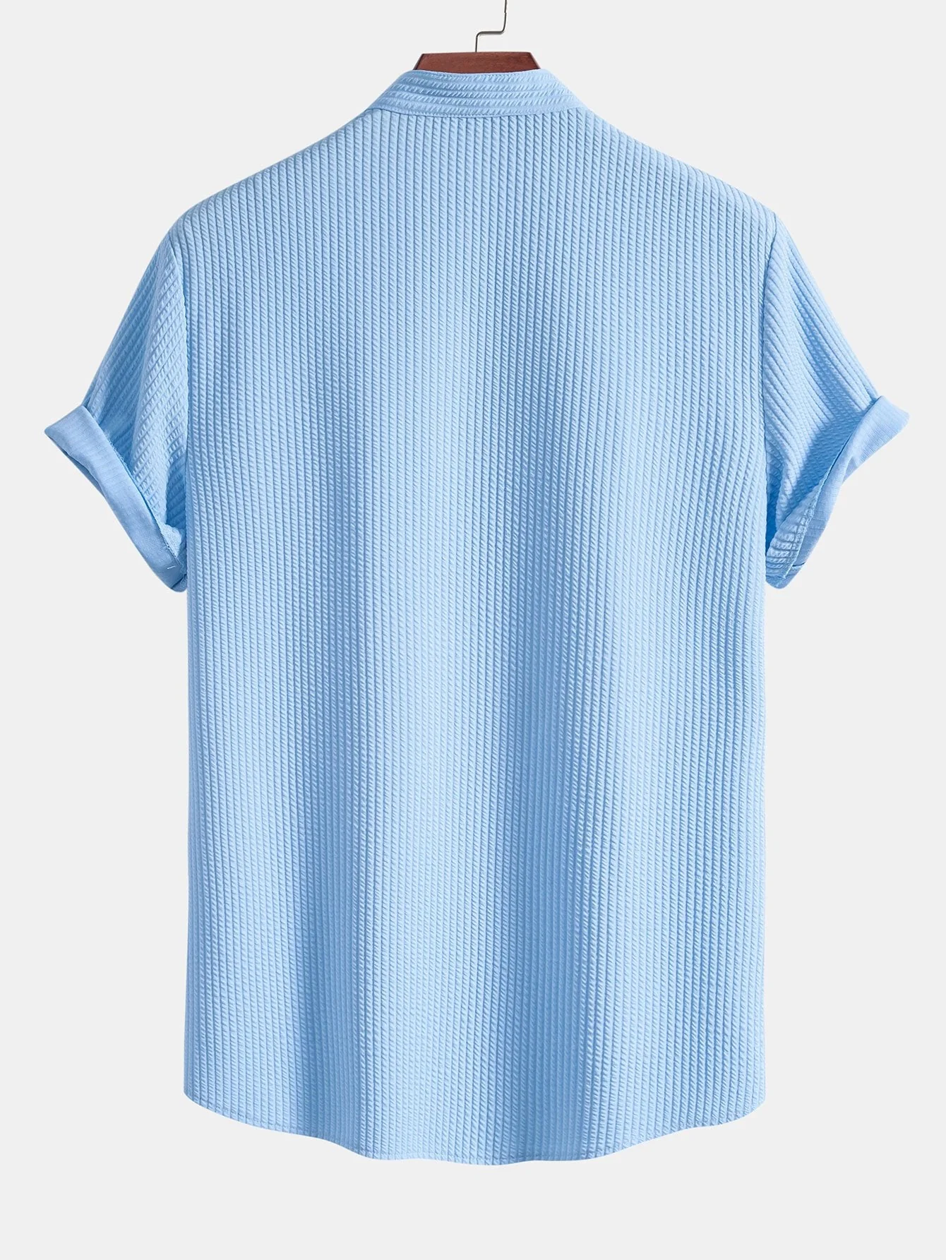 Brandon® | Muscle Fit Ribbed Stand Collar Shirt & Shorts - Image 15