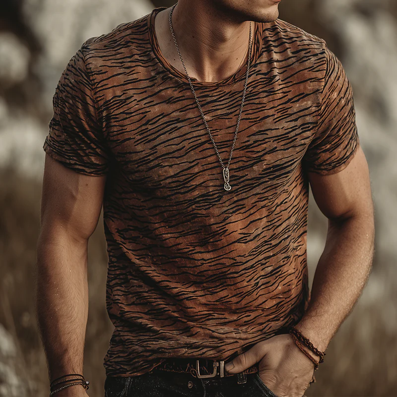Brandon | Men'S Retro Casual Tiger Print Round Neck Short Sleeve T-Shirt - Image 2