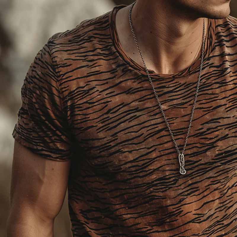 Brandon | Men'S Retro Casual Tiger Print Round Neck Short Sleeve T-Shirt - Image 3