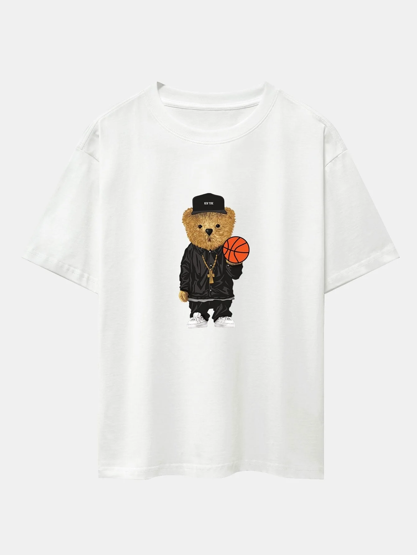 Brian® | Basketball Bear Print Drop Shoulder Oversize T-Shirt - Image 3