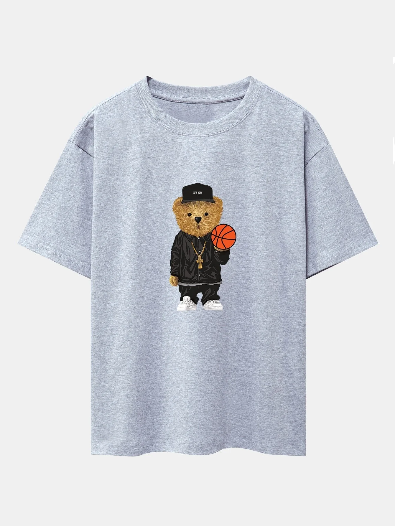 Brian® | Basketball Bear Print Drop Shoulder Oversize T-Shirt - Image 5