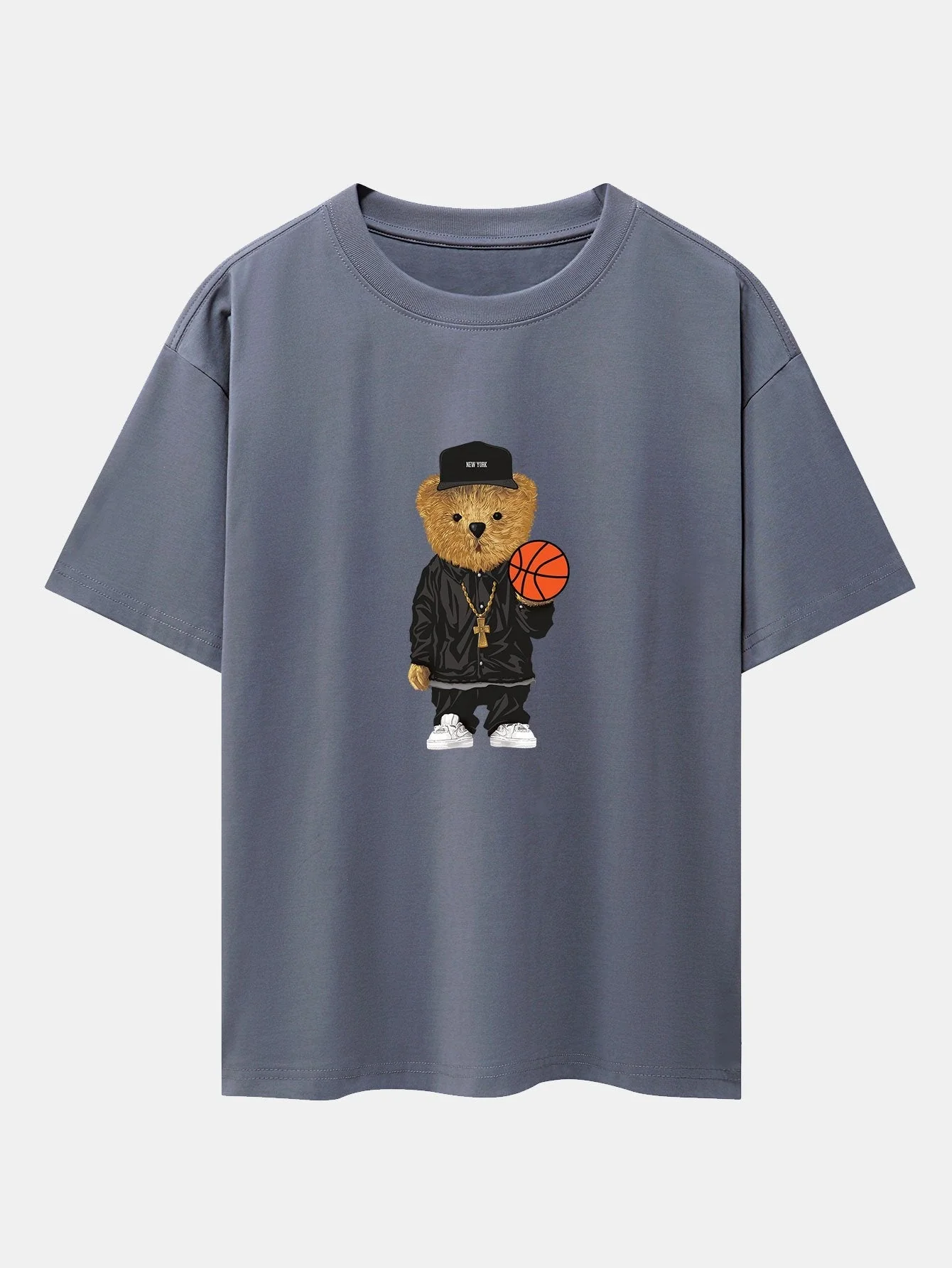 Brian® | Basketball Bear Print Drop Shoulder Oversize T-Shirt - Image 7