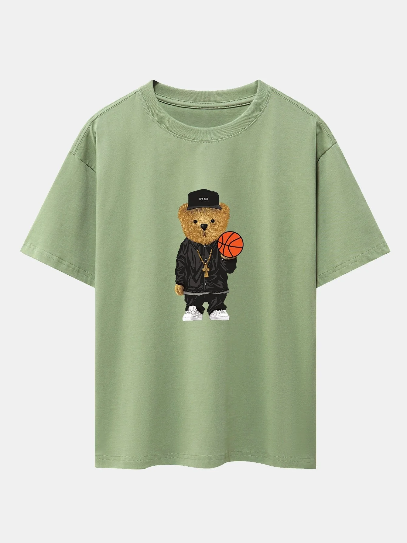 Brian® | Basketball Bear Print Drop Shoulder Oversize T-Shirt - Image 9