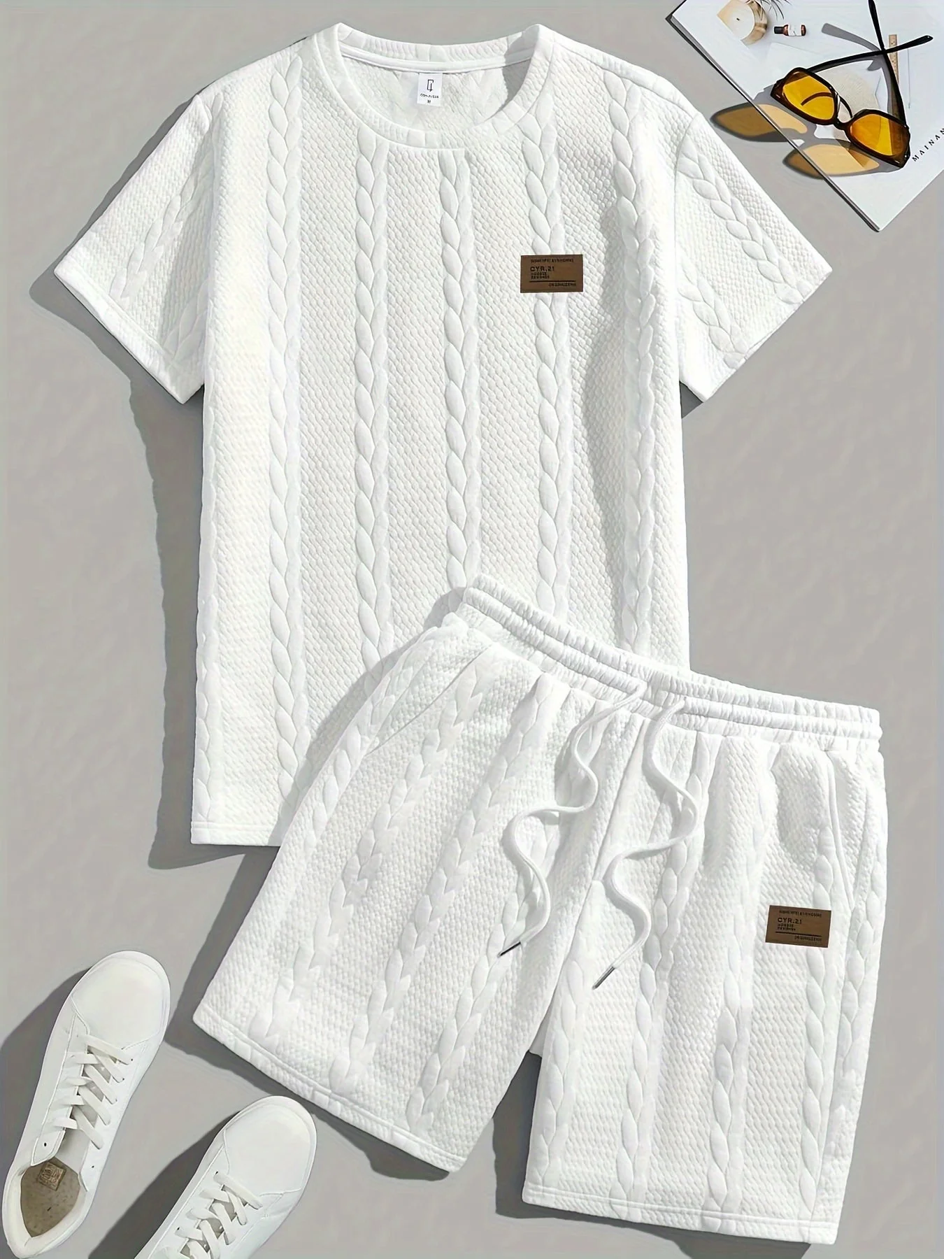 Brian | Textured Knit Short and Shirt Set – Summer Fit