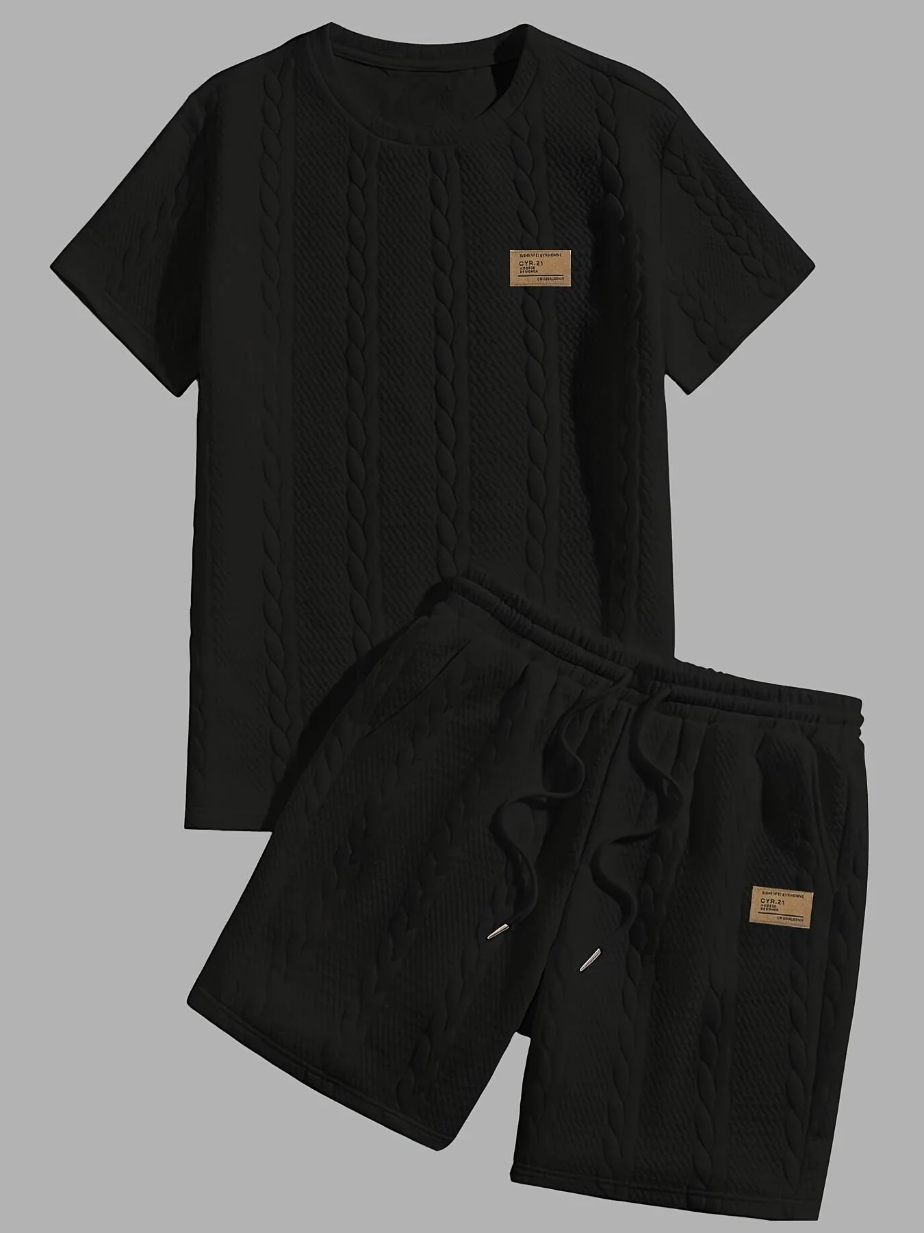 Brian | Textured Knit Short and Shirt Set – Summer Fit - Image 3