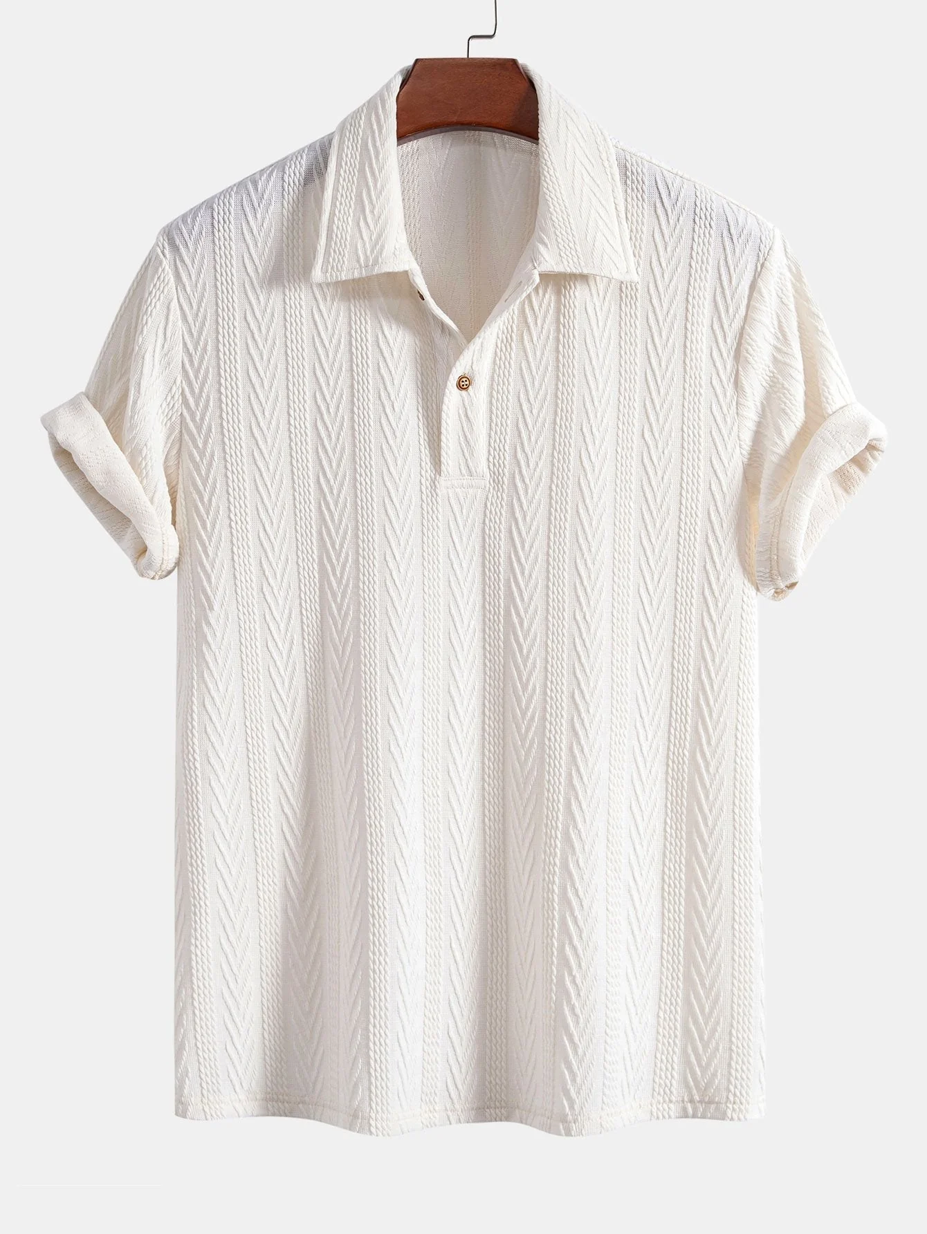 Bruno® | Knitted Geometric Jacquard Polo Shirt - Image 3