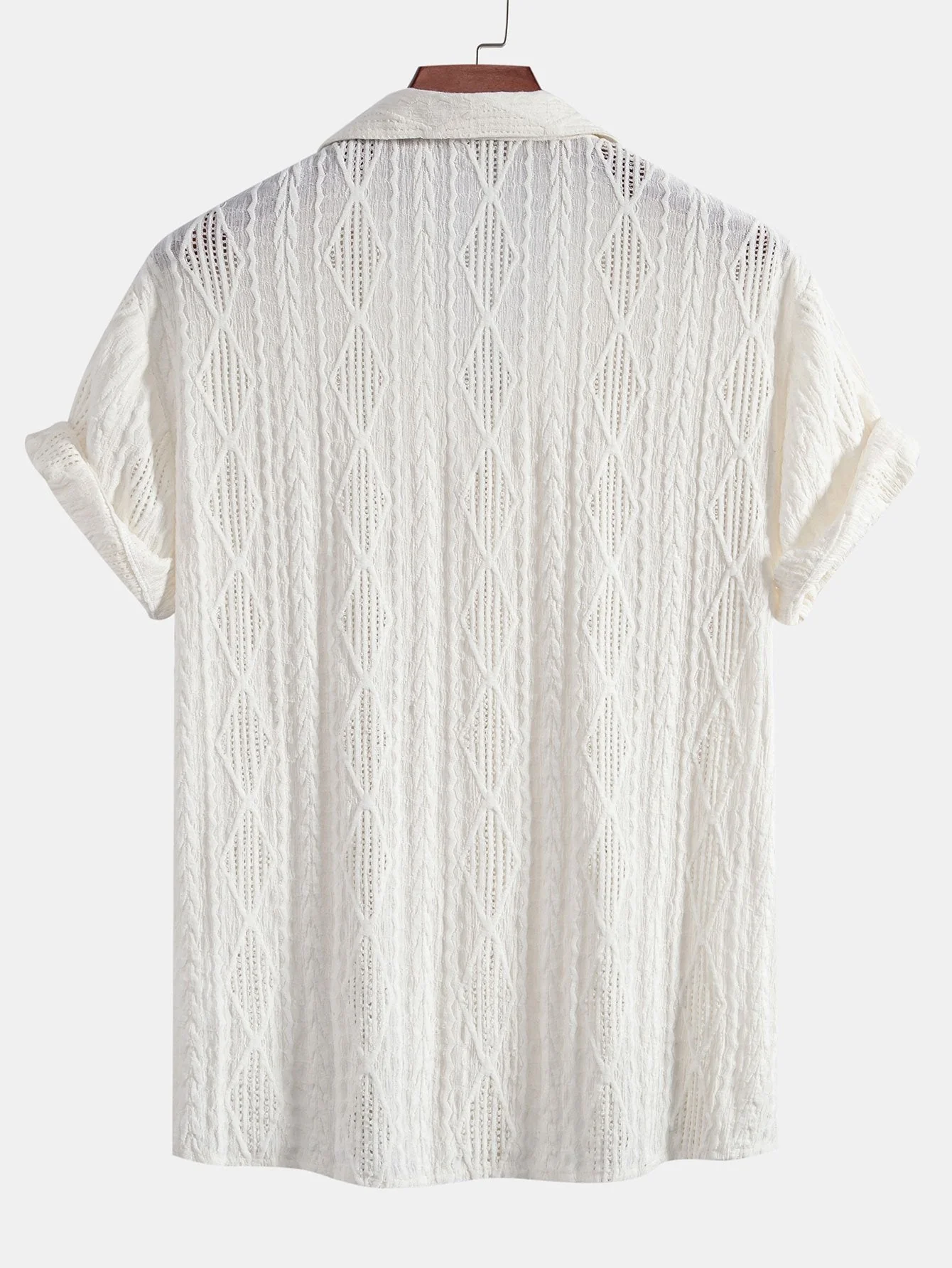 Bryan® | Geometric Jacquard Eyelet Cuban Shirt - Image 5