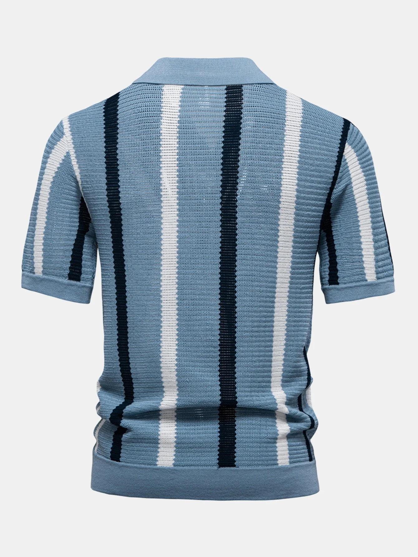 Byron® | Stripe Knit V Neck Polo Shirt - Image 6