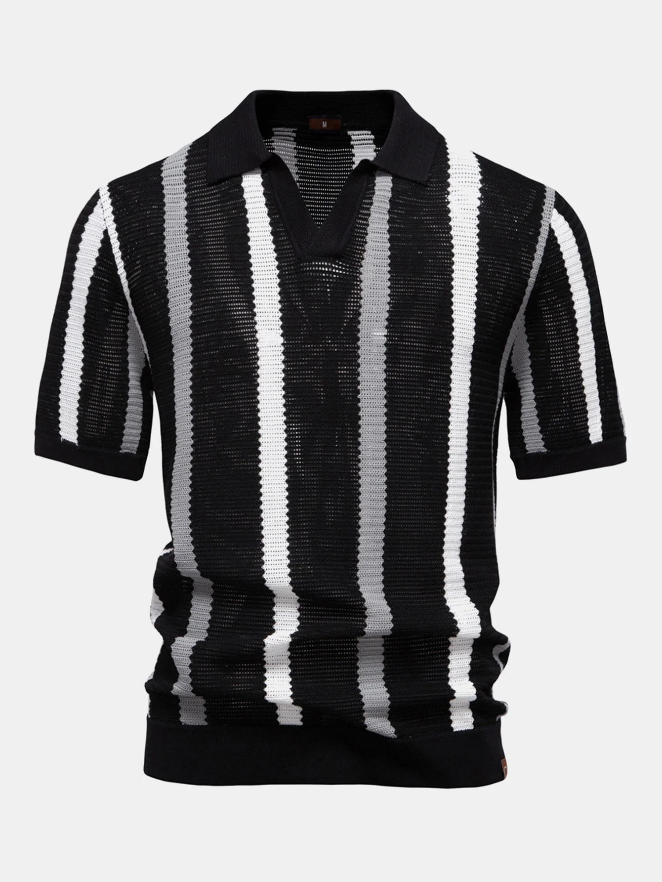 Byron® | Stripe Knit V Neck Polo Shirt - Image 7