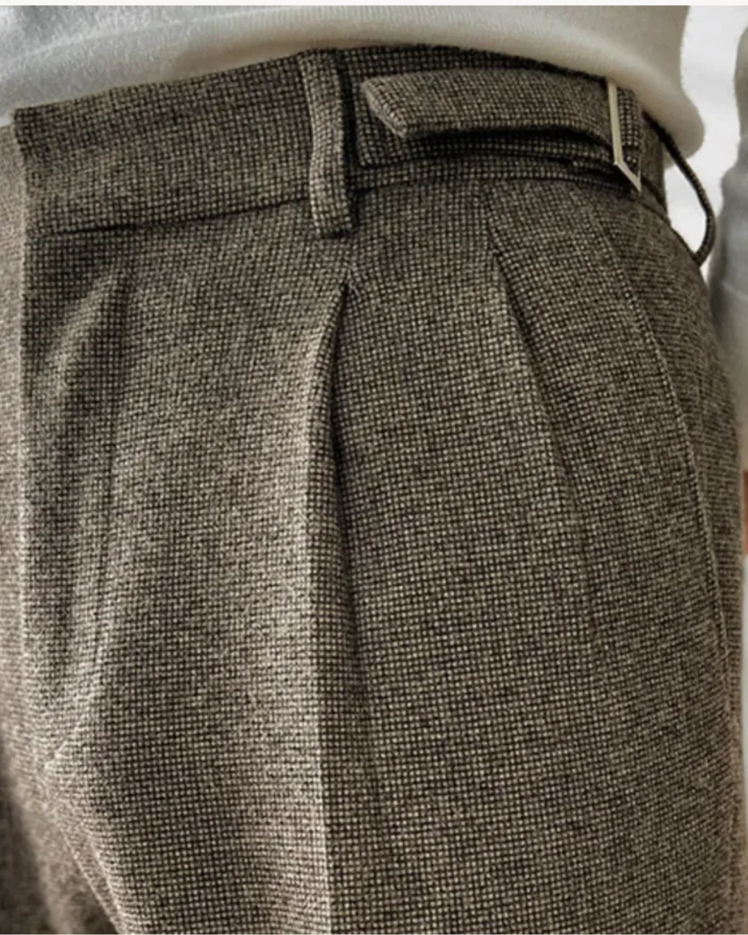 Caleb® | Textured Pleated Trousers - Image 10