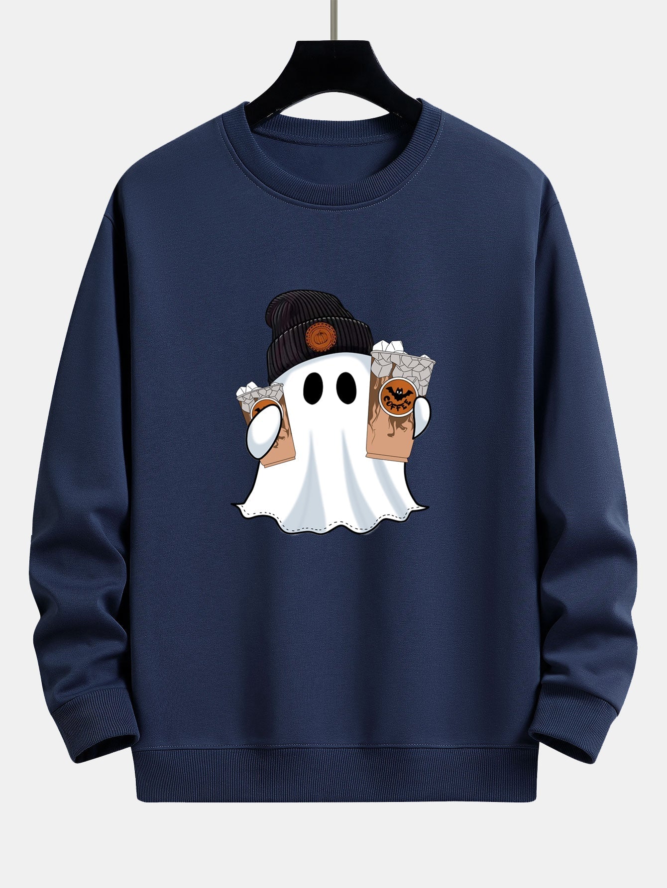 Calixto® | Halloween Ghost Coffee Print Relax Fit Sweatshirt - Image 7