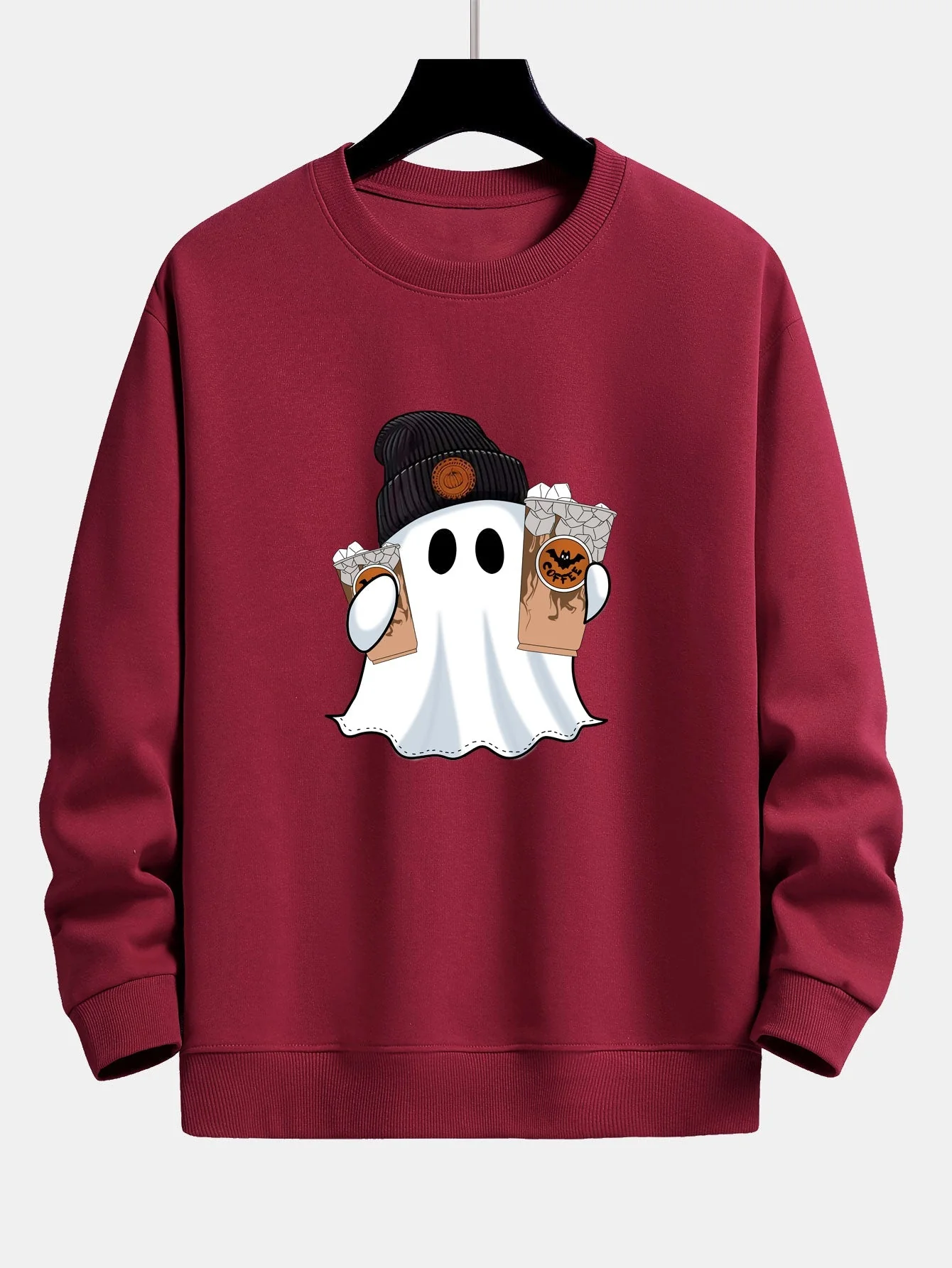 Calixto® | Halloween Ghost Coffee Print Relax Fit Sweatshirt - Image 8