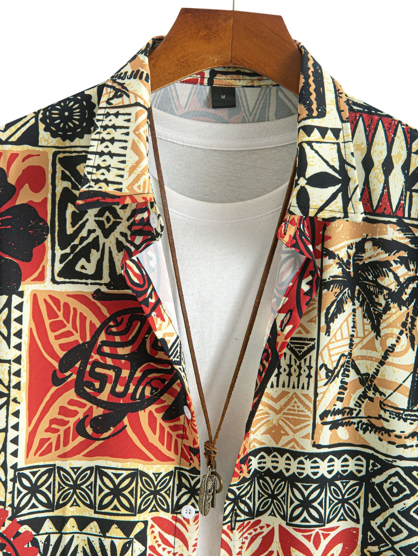 Calvin® | Palm Tree Turtle Ethnic Geometry Print Button Up Shirt & Swim Shorts - Image 7