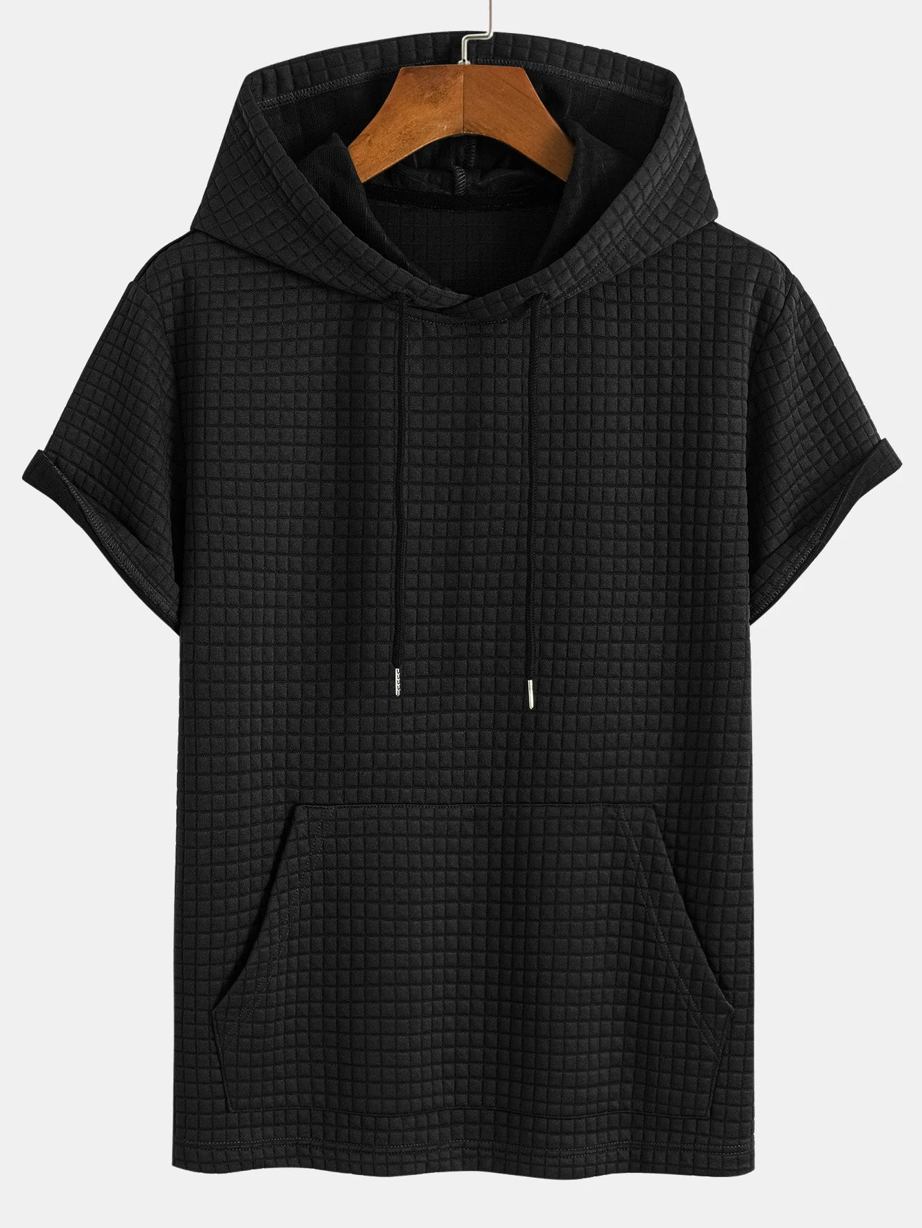 Casey® | Kangaroo Pocket Waffle Hooded T-Shirt & Shorts - Image 7